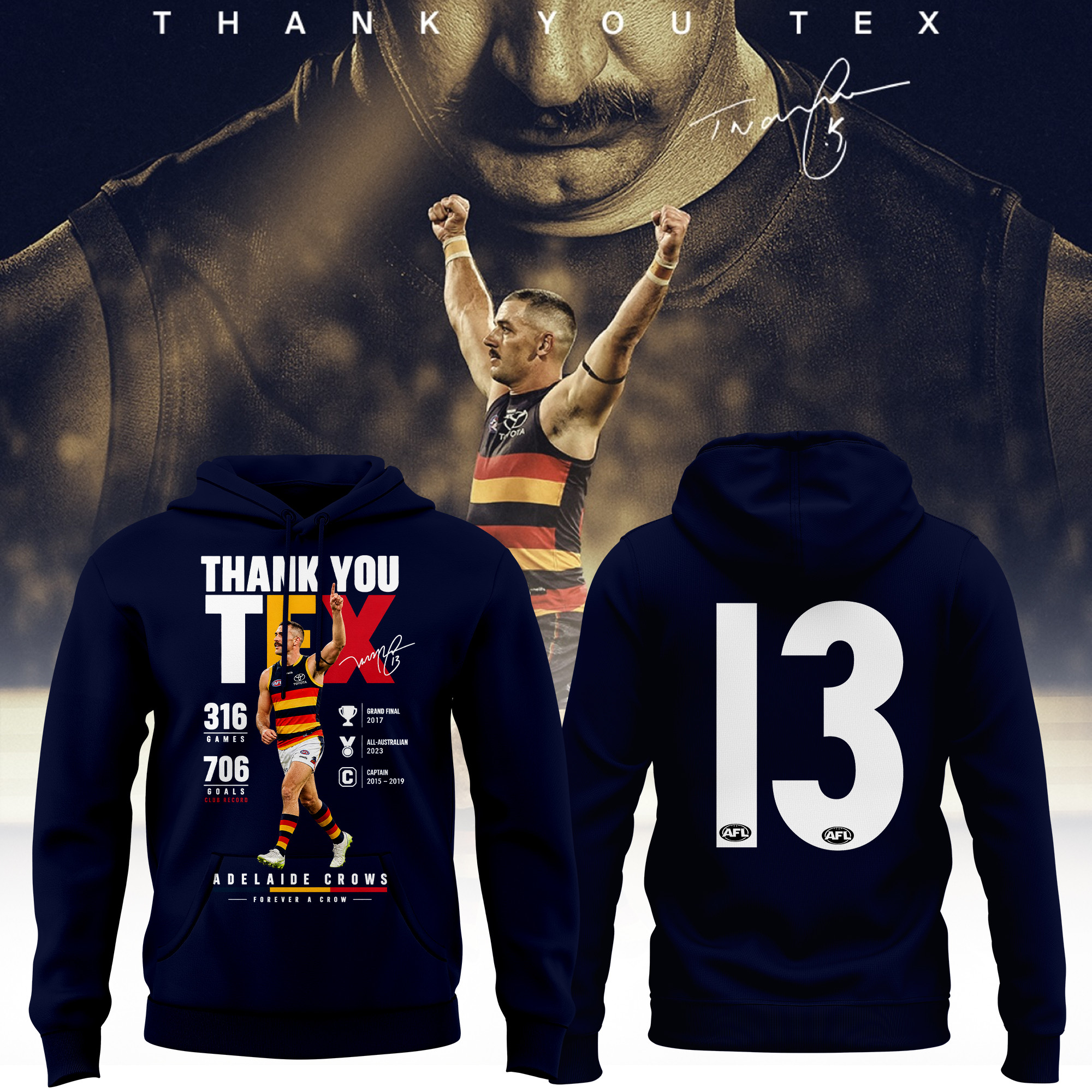 Adelaide Crows #13 Taylor Walker Forever a Crow Hoodie Navy Taylor Walker Merch Gifts For Fan - Kdjoy Adelaide Crows #13 Taylor Walker Forever a Crow Hoodie Navy Taylor Walker Merch Gifts For Fan - Kdjoy