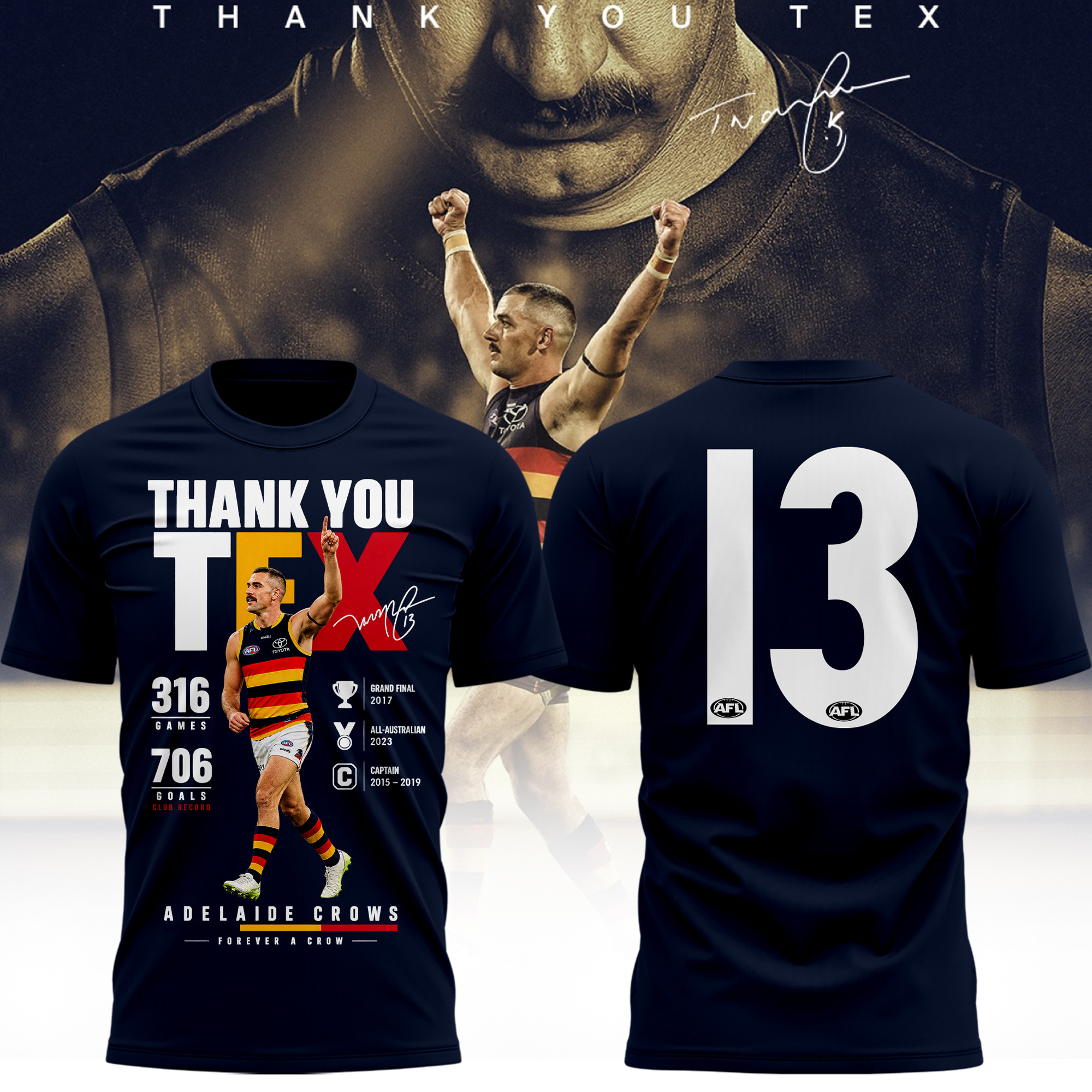 Adelaide Crows #13 Taylor Walker Forever a Crow Shirt Navy Taylor Walker Merch Gifts For Fan - Kdjoy