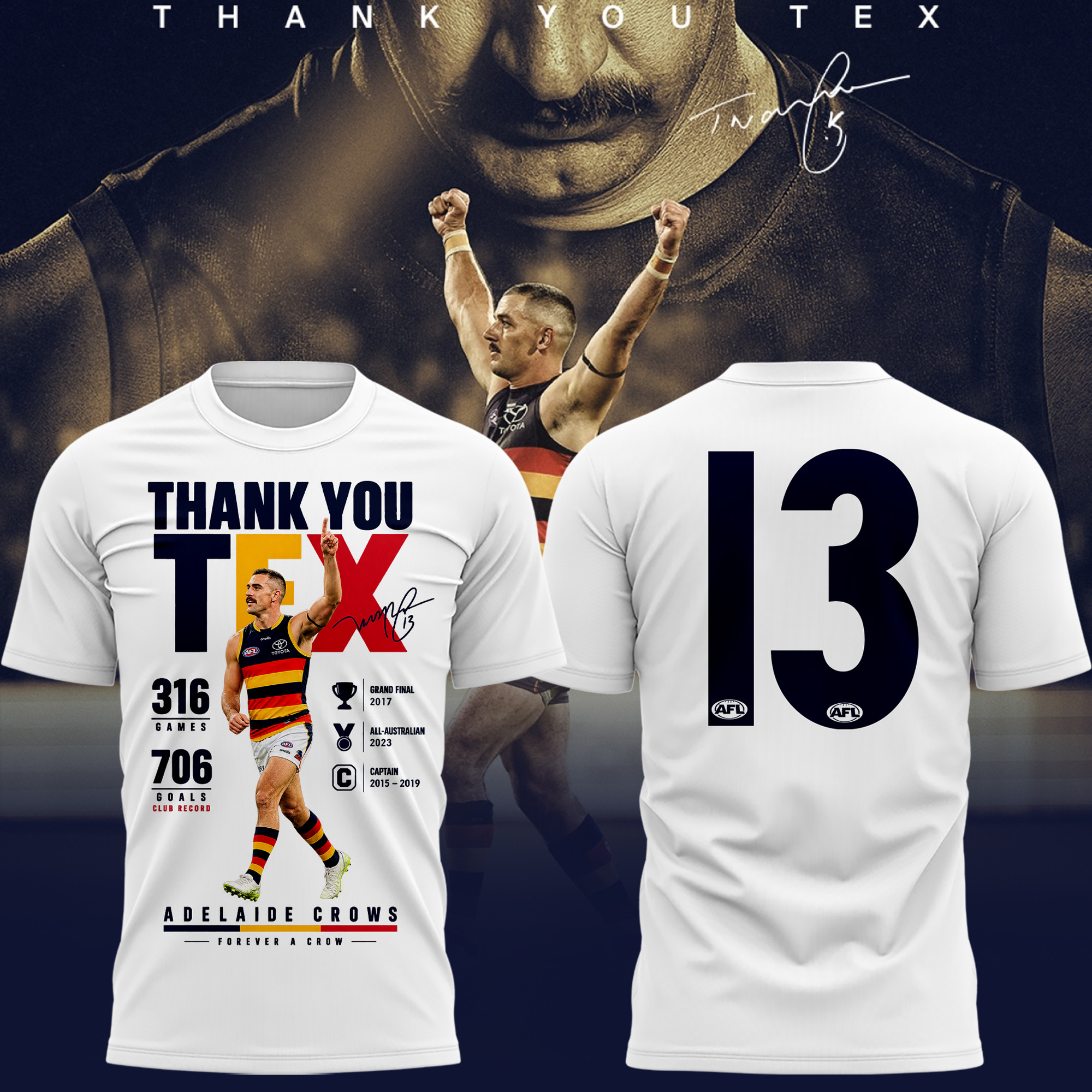 Adelaide Crows #13 Taylor Walker Forever a Crow Shirt White Taylor Walker Merch Gifts For Son - Kdjoy