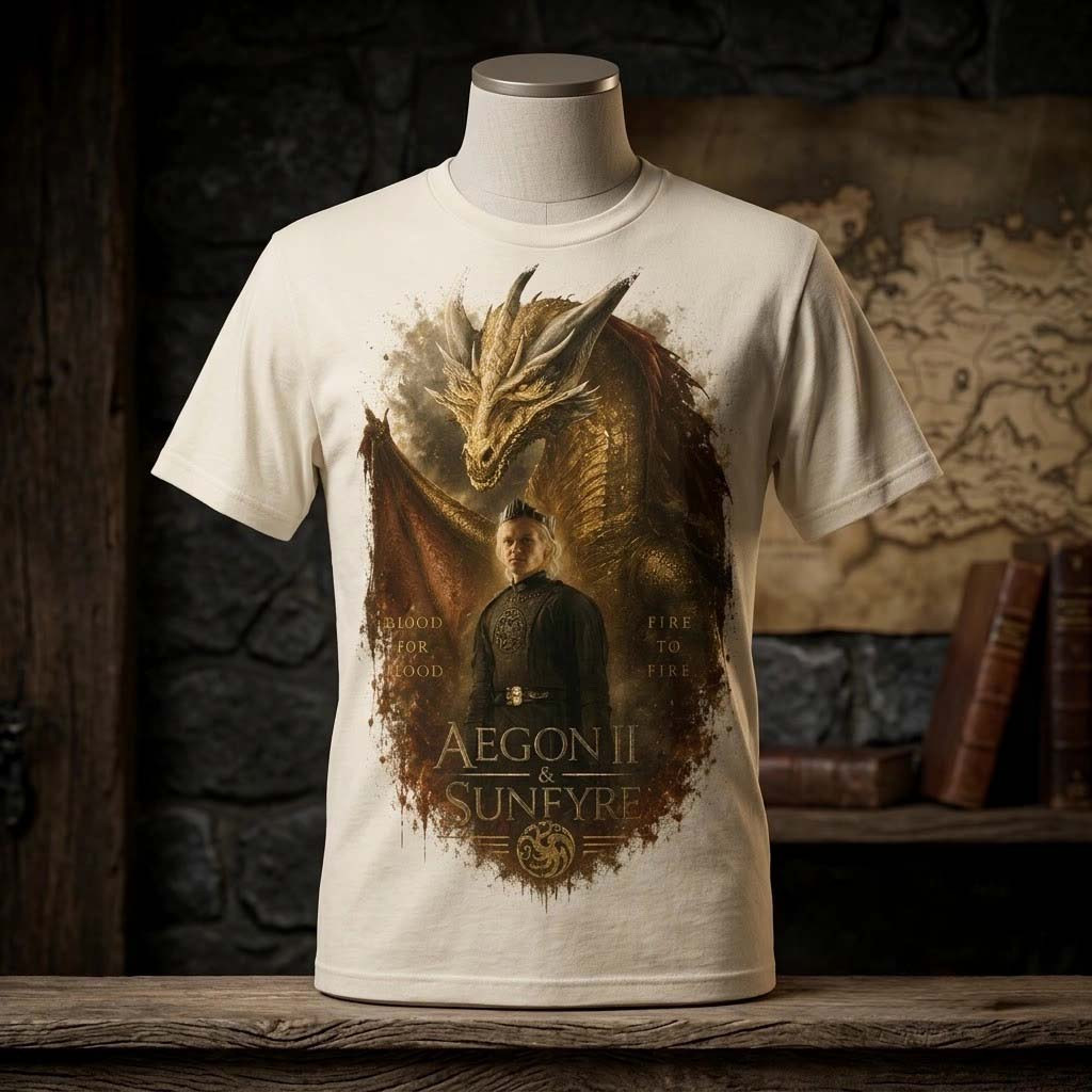 Aegon II And Sunfyre Blood For Blood House Of The Dragon T-Shirt Birthday Gift For Him - Kdjoy Aegon II And Sunfyre Blood For Blood House Of The Dragon T-Shirt Birthday Gift For Him - Kdjoy