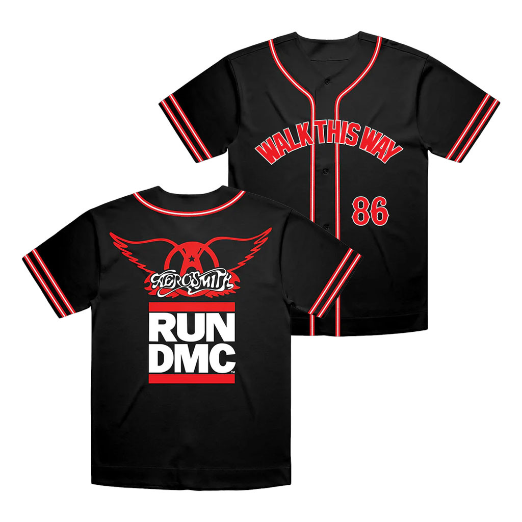 Aerosmith Merch 2026 Aerosmith X RUN DMC Walk This Way Baseball Jersey Gift For Rock Fans - Kdjoy