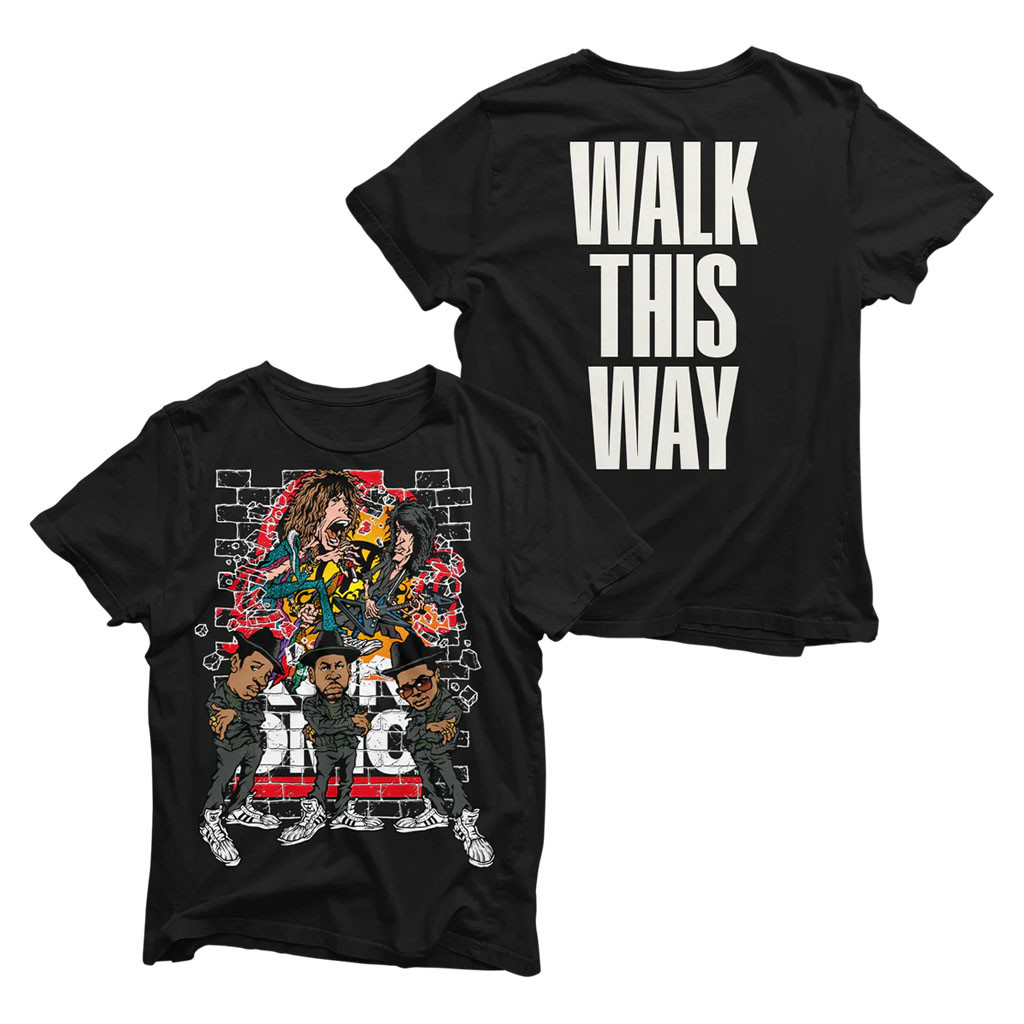 Aerosmith Merch 2026 Aerosmith X RUN DMC Walk This Way Illustrated T-Shirt Gift For Dudes - Kdjoy