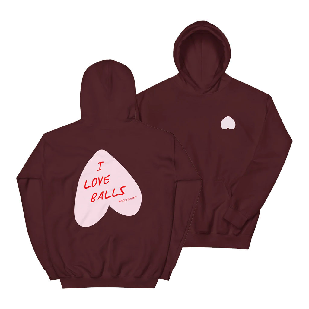 Aesha's Merch 2026 I Love Balls Heart Hoodie Aesha Scott Merch Unique Gift For Besties - Kdjoy