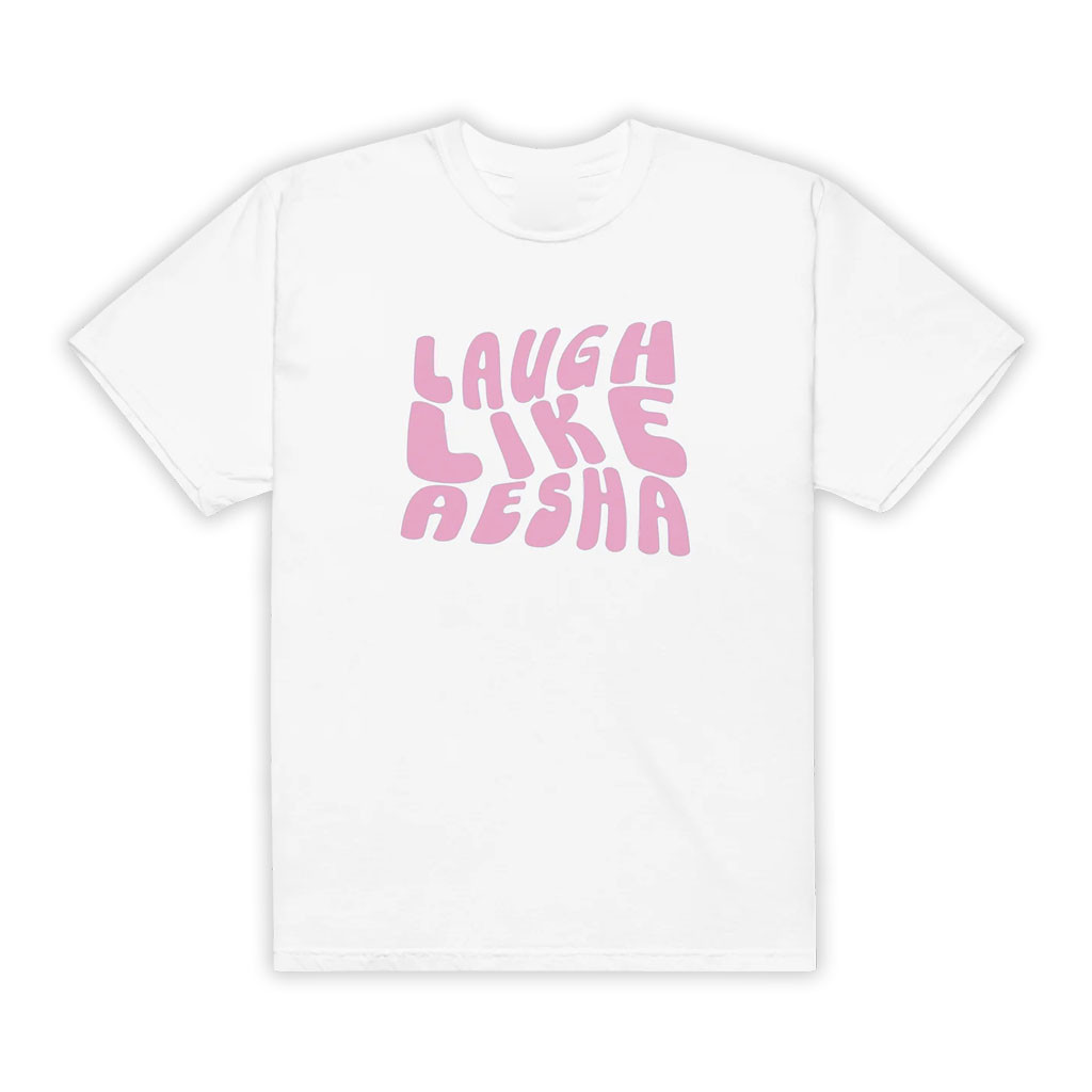 Aesha's Merch 2026 Laugh Like Aesha Twist T-Shirt White Aesha Scott Merch Present For Her - Kdjoy