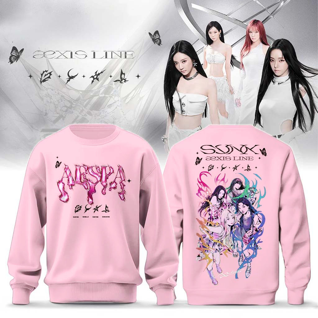 Aespa Aexis Line Global Tour 2026 Pink Sweatshirt Aespa Concert Merch Gift For Kpop Fans