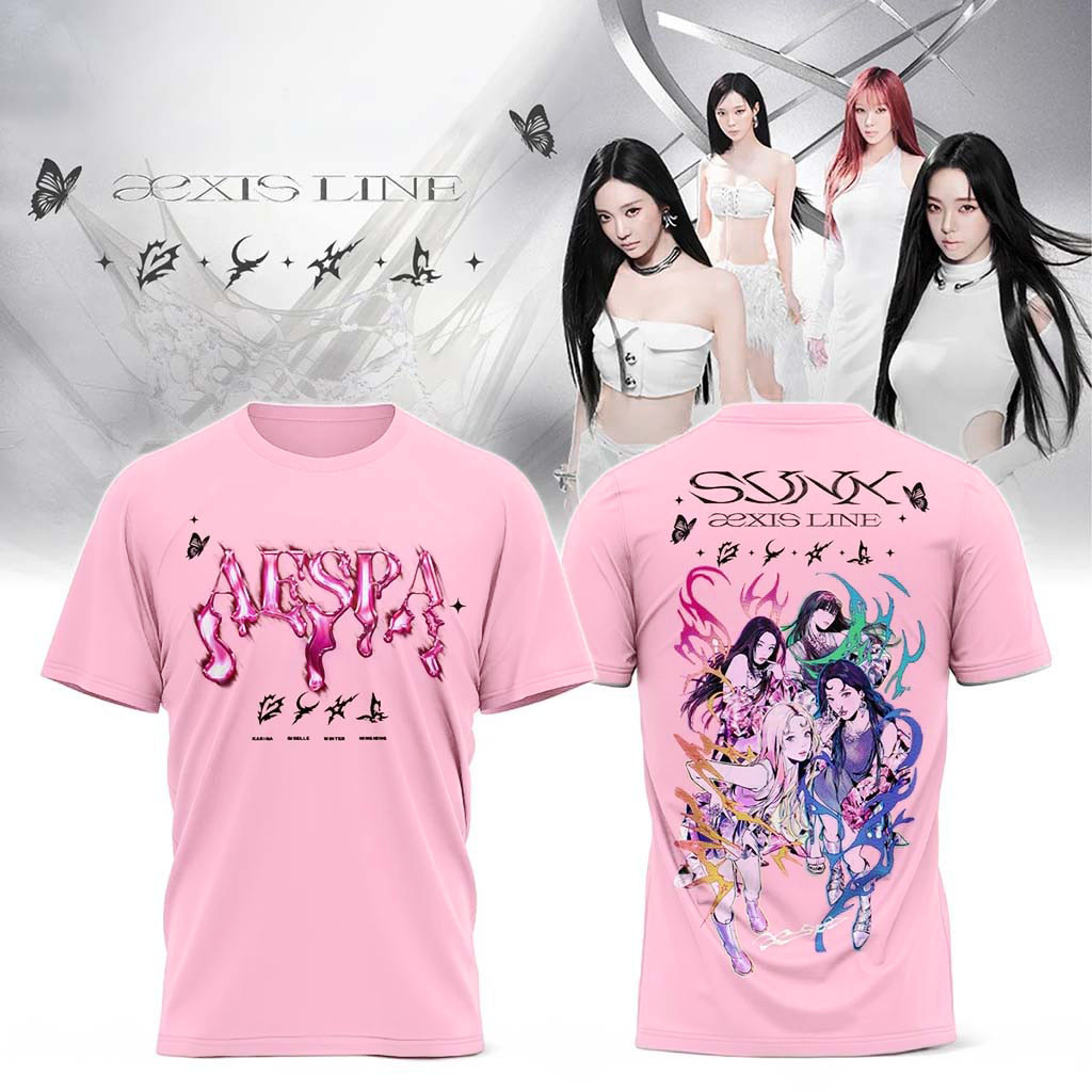 Aespa Aexis Line Global Tour 2026 Pink T-Shirt Aespa Merch Best Gift For Kpop Fans Aespa Aexis Line Global Tour 2026 Pink T-Shirt Aespa Merch Best Gift For Kpop Fans
