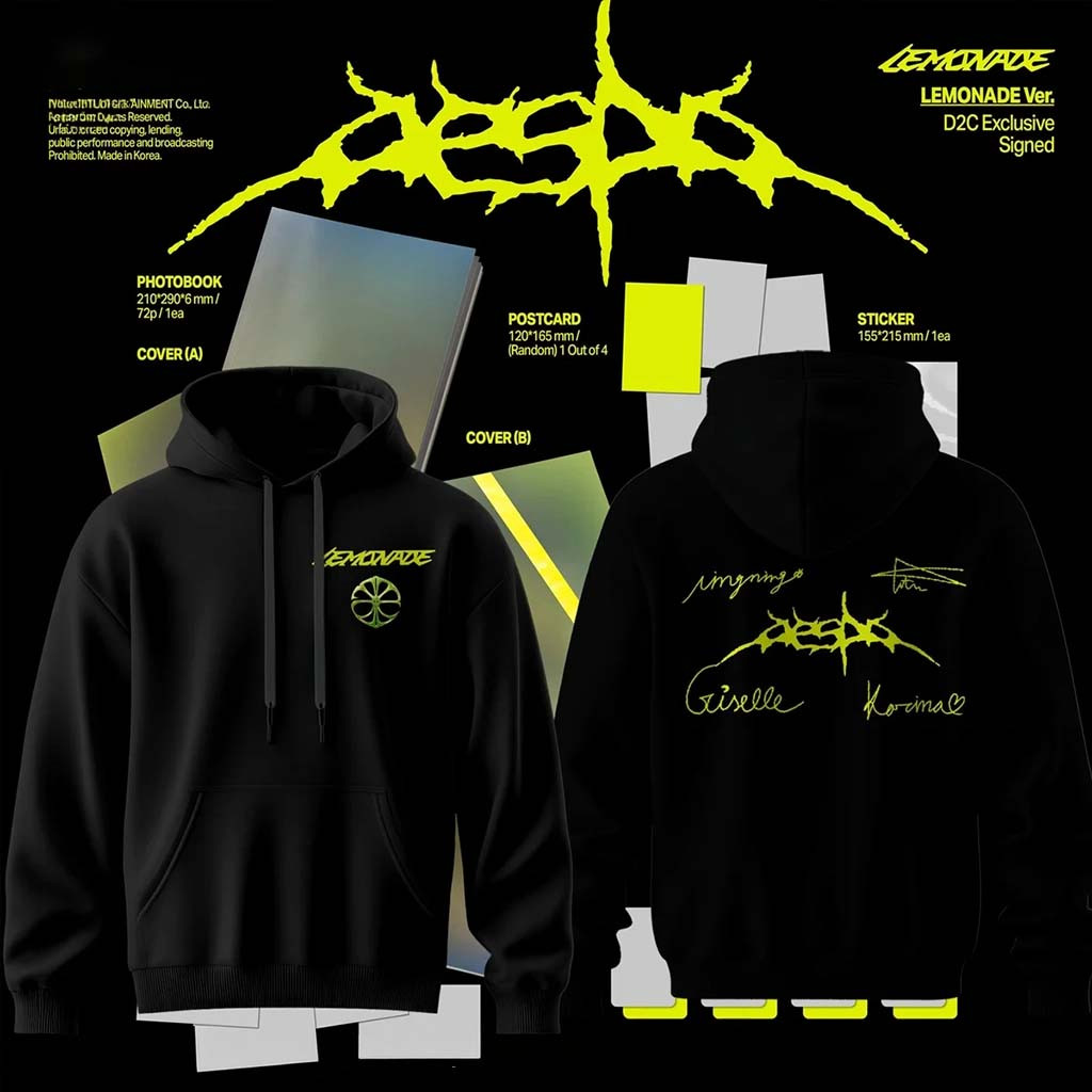 Aespa LEMONADE Black Hoodie Aespa Merchandise Presents For Kpop Lovers - Kdjoy Aespa LEMONADE Black Hoodie Aespa Merchandise Presents For Kpop Lovers - Kdjoy