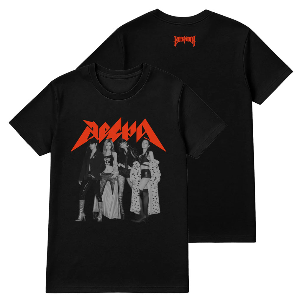 Aespa Merch 2026 Aespa Group Photo T-Shirt Black Kpop Merchandise Gift For Music Lovers - Kdjoy