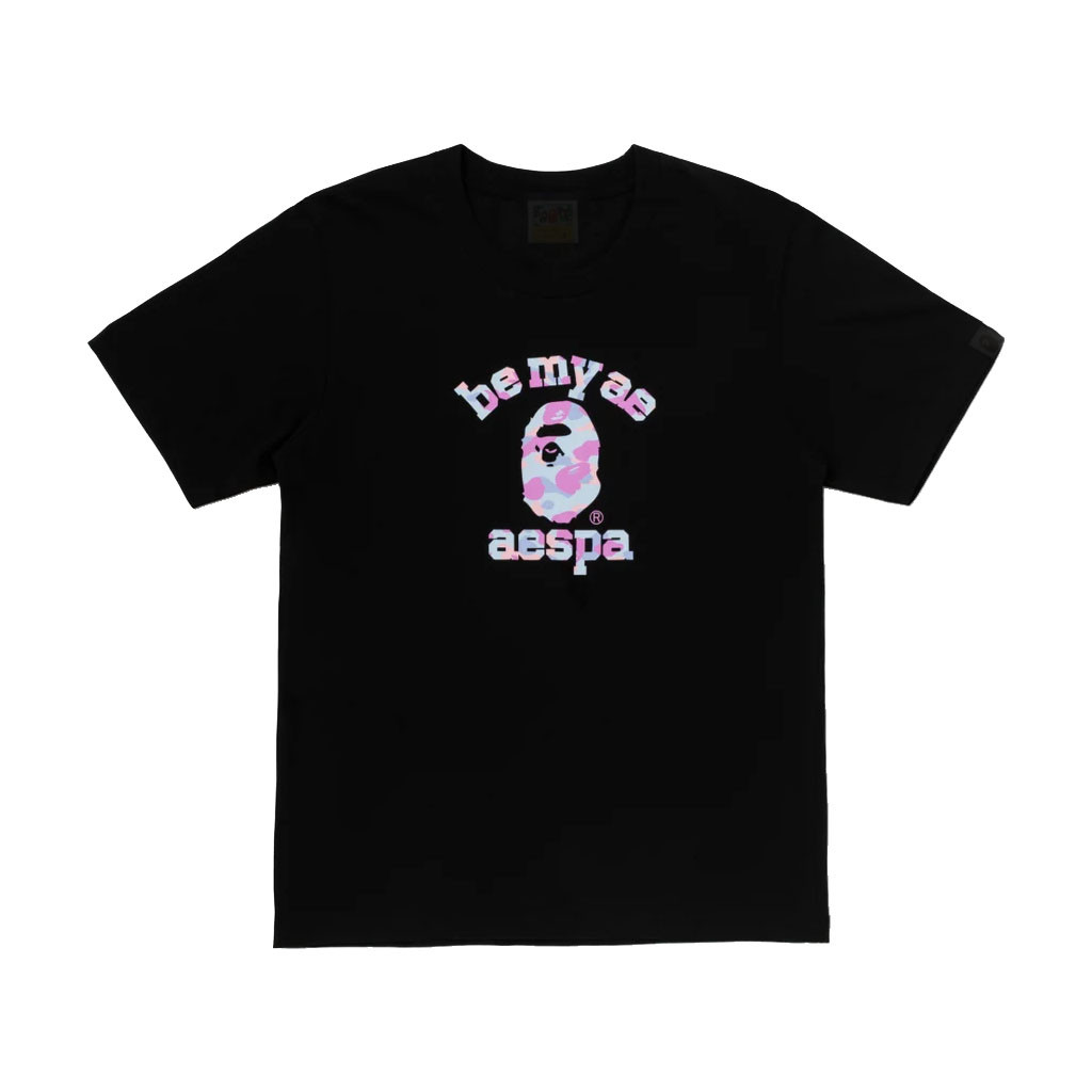 Aespa Merch 2026 BAPE X Aespa Collage T-Shirt Black Be My AE Shirt Present For Kpop Fans - Kdjoy