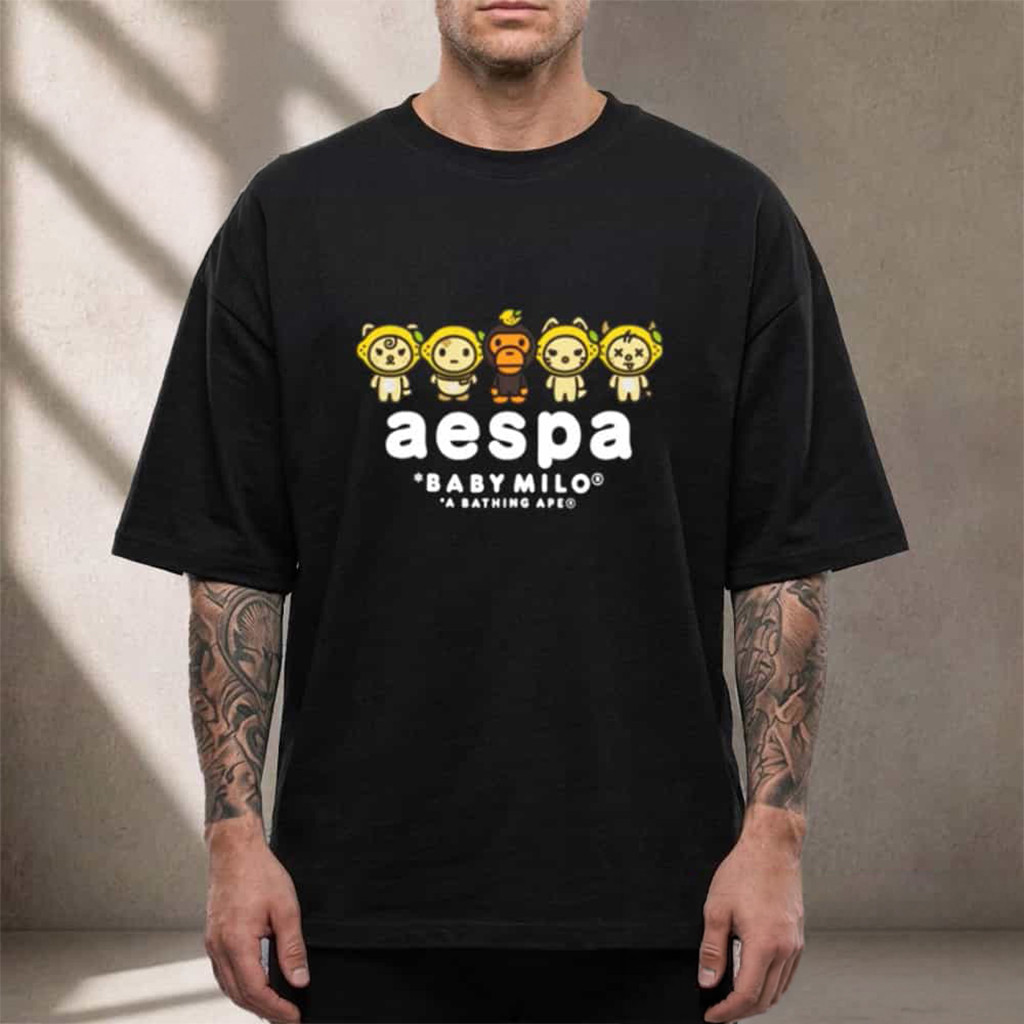 Aespa x BAPE Baby Milo Lemonade Mini T-Shirt Aespa Merch Gift Ideas For Music Lovers - Kdjoy Aespa x BAPE Baby Milo Lemonade Mini T-Shirt Aespa Merch Gift Ideas For Music Lovers - Kdjoy