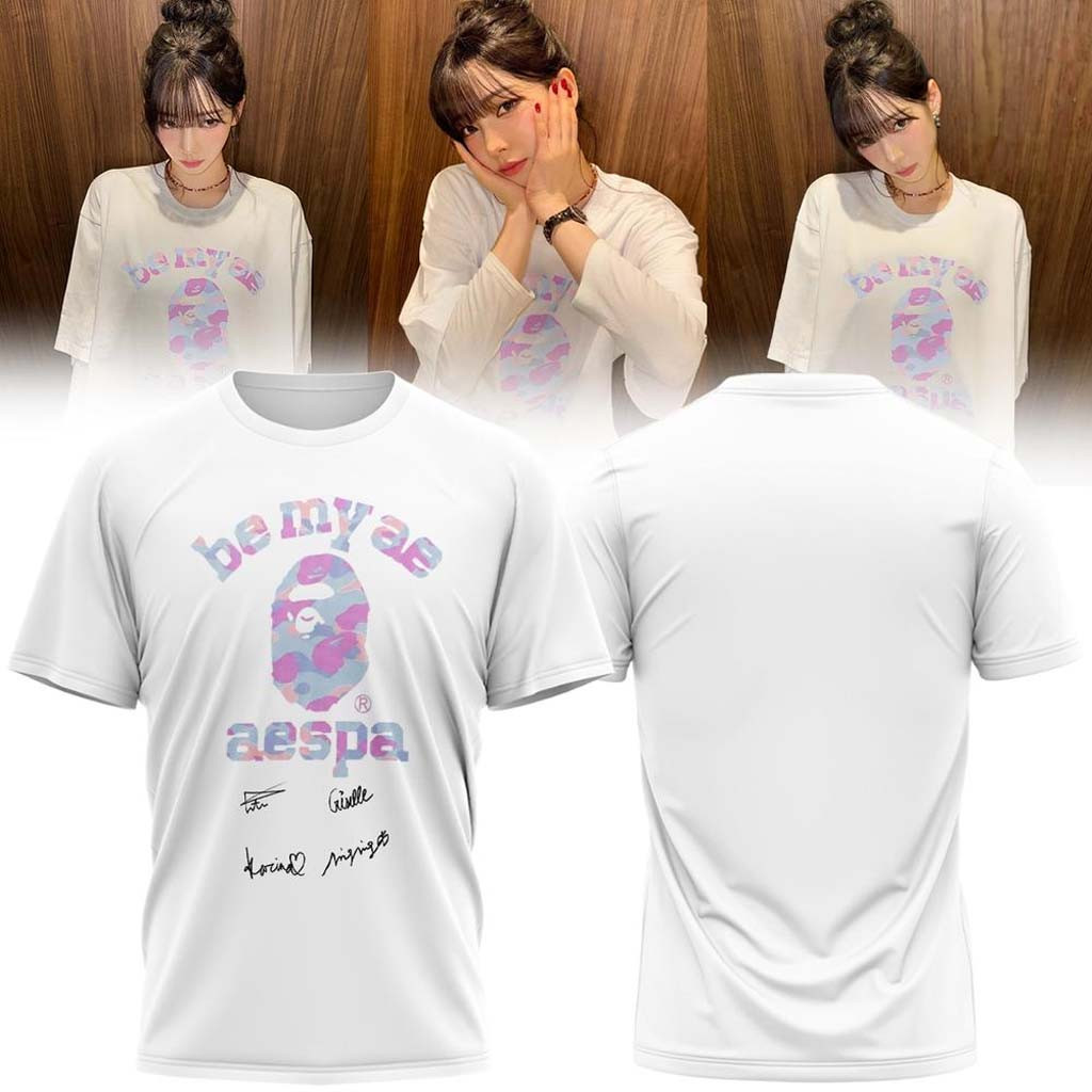 Aespa X BAPE Baby Milo Signature T-Shirt 2026 Be MY Ae Shirt Aespa Merch Gift For Music Lovers - Kdjoy