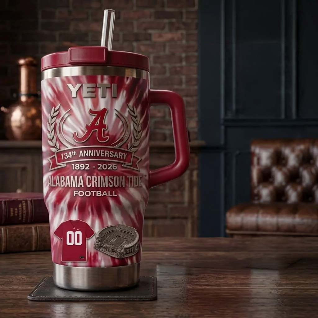 Alabama Crimson Tide 134th Anniversary YETI Tumbler Alabama Crimson Tide Football Merch Gifts - Kdjoy
