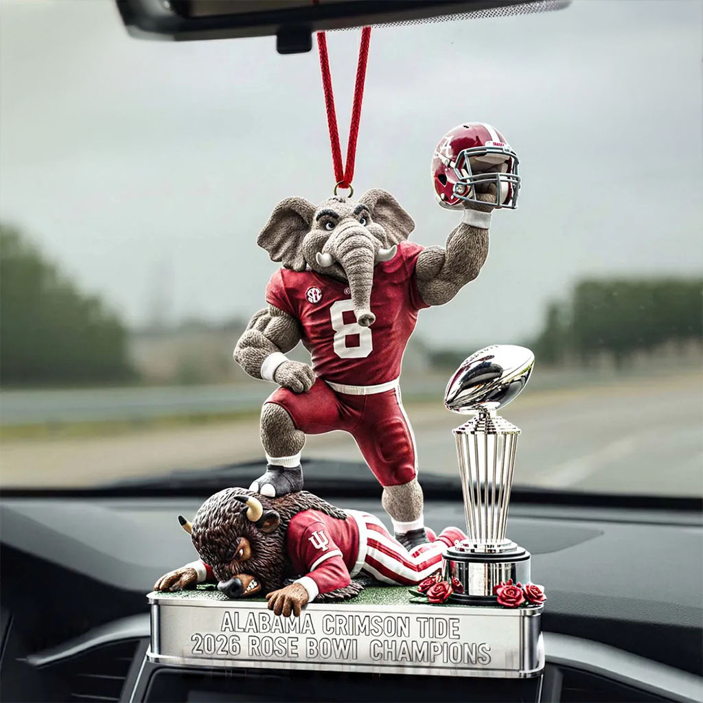Alabama Crimson Tide 2026 Rose Bowl Elephant Car Ornament Alabama Crimson Tide Merch Car Decor - Kdjoy