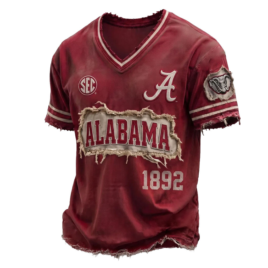 Alabama Crimson Tide Football 1892 Distressed T-Shirt Alabama Crimson Tide Merch Him Gift - Kdjoy