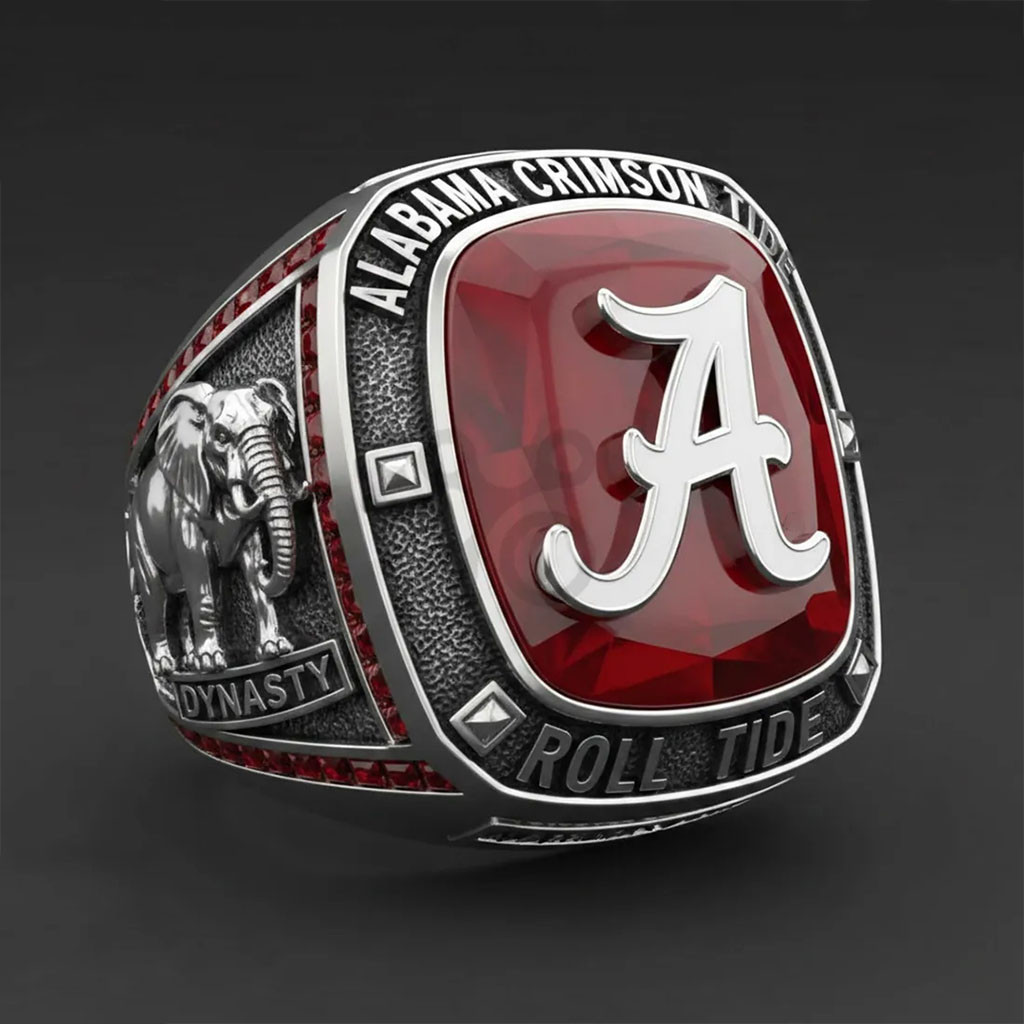 Alabama Crimson Tide Logo Red Stone Championship Ring Alabama Crimson Tide Merch Gift For Fans - Kdjoy