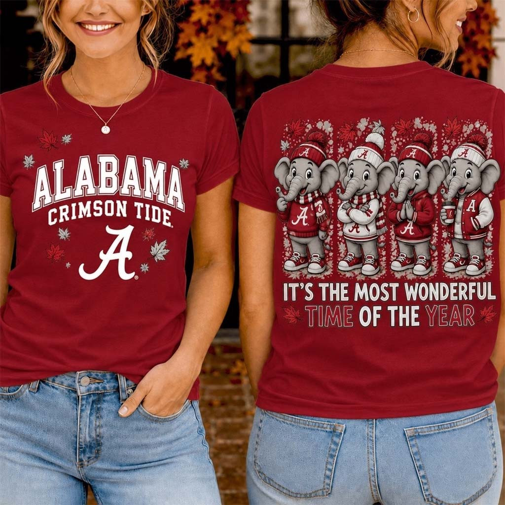 Alabama Crimson Tide Merch 2026 Autumn Festive Cheer T-Shirt Game Day Gift For Fans - Kdjoy Alabama Crimson Tide Merch 2026 Autumn Festive Cheer T-Shirt Game Day Gift For Fans - Kdjoy