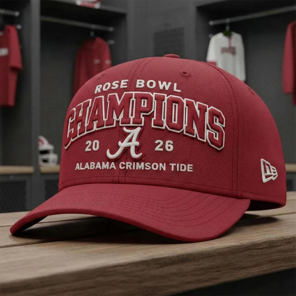 Alabama Crimson Tide Merch 2026 Rose Bowl Champions Crimson Hat Embroidered Gifts For Fans - Kdjoy