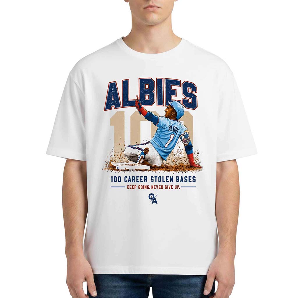 Albies 100 Career Stolen Bases Keep Going Never Give Up Shirt Best Gifts For Baseball Fans - Kdjoy Albies 100 Career Stolen Bases Keep Going Never Give Up Shirt Best Gifts For Baseball Fans - Kdjoy