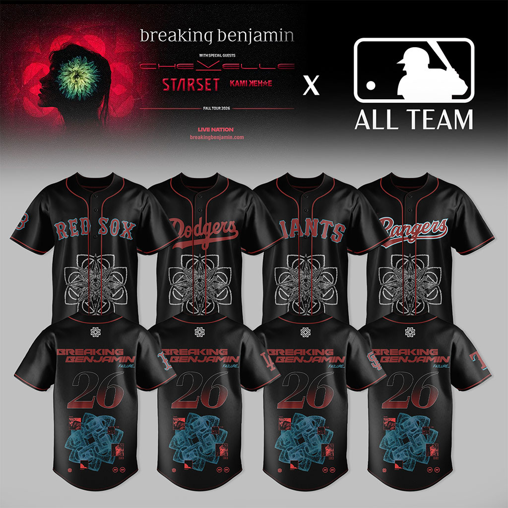 All Baseball Team X Breaking Benjamin American Tour 2026 Baseball Jersey Breaking Benjamin Merch - Kdjoy