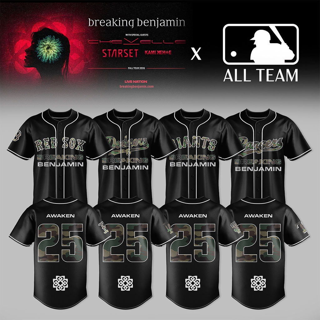 All Baseball Team X Breaking Benjamin American Tour 2026 Baseball Jersey Fan Merch Best Gifts - Kdjoy All Baseball Team X Breaking Benjamin American Tour 2026 Baseball Jersey Fan Merch Best Gifts - Kdjoy