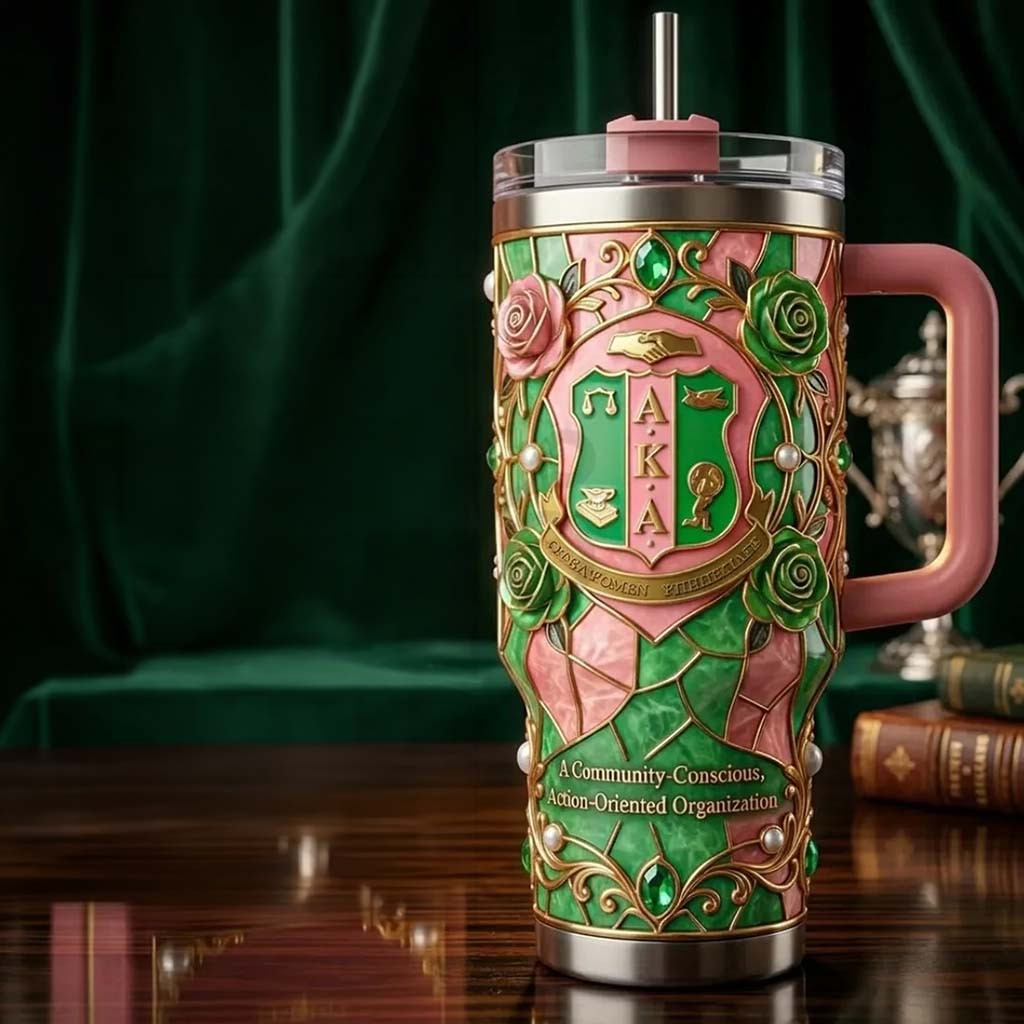 Alpha Kappa Alpha Stained Glass Tumbler AKA Merch Birthday Gifts For Friends - Kdjoy