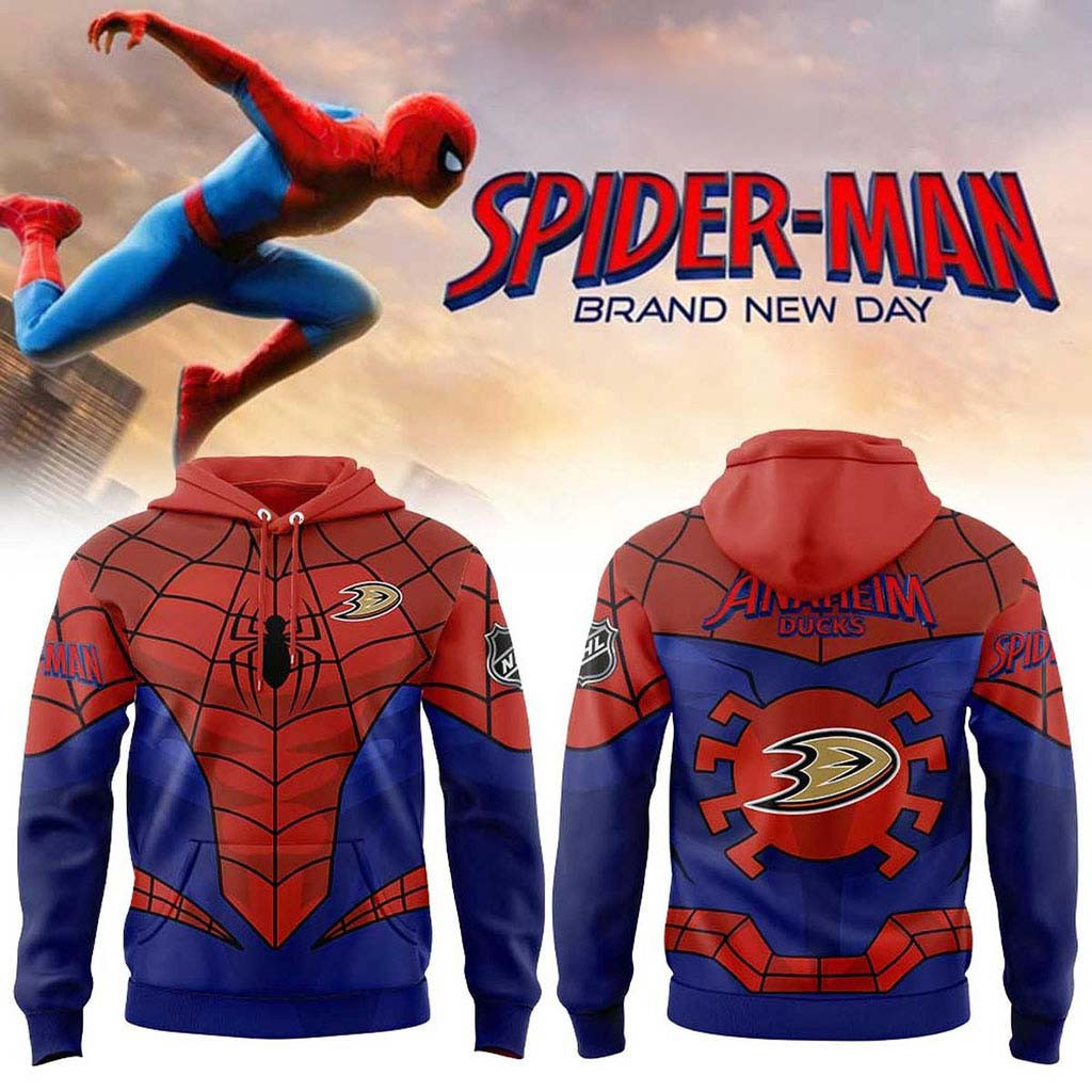 Anaheim Ducks 2026 Spider Man Brand New Day Hoodie Anaheim Ducks Merch Gift For Brothers - Kdjoy Anaheim Ducks 2026 Spider Man Brand New Day Hoodie Anaheim Ducks Merch Gift For Brothers - Kdjoy