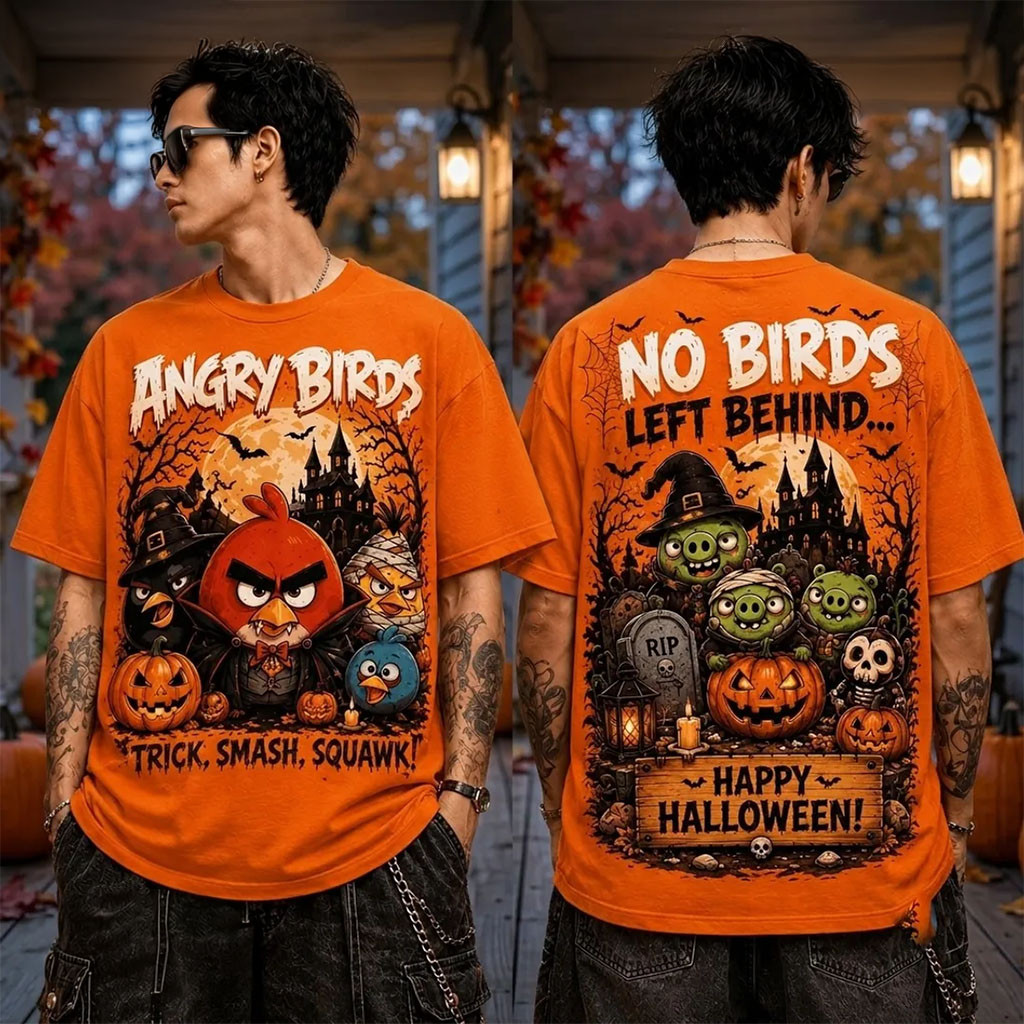 Angry Birds Character Halloween Orange T-Shirt 2026 Trick Smash Squawk Shirt Halloween Gifts - Kdjoy Angry Birds Character Halloween Orange T-Shirt 2026 Trick Smash Squawk Shirt Halloween Gifts - Kdjoy