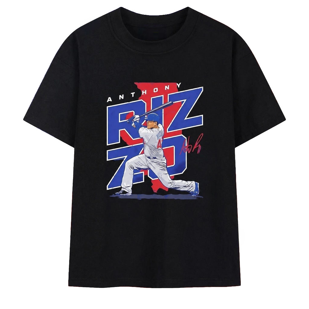 Anthony Rizzo Chicago Cubs Distressed Batting Illinois Signature Shirt Chicago Cubs Merch Gifts - Kdjoy