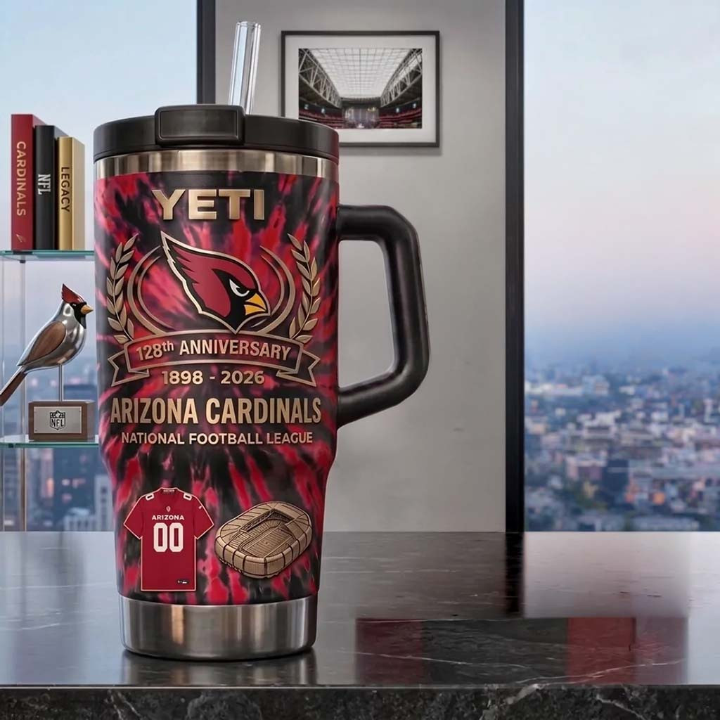 Arizona Cardinals 128th Anniversary Tie-Dye Tumbler Arizona Cardinals Merch Football Fan Gifts - Kdjoy