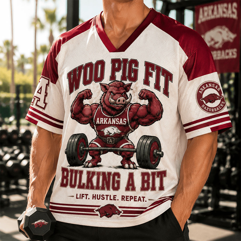 Arkansas Razorback Merch 2026 Woo Pit Fit Bulking A Bit V-Neck Jersey Gymmer Gifts Ideas - Kdjoy