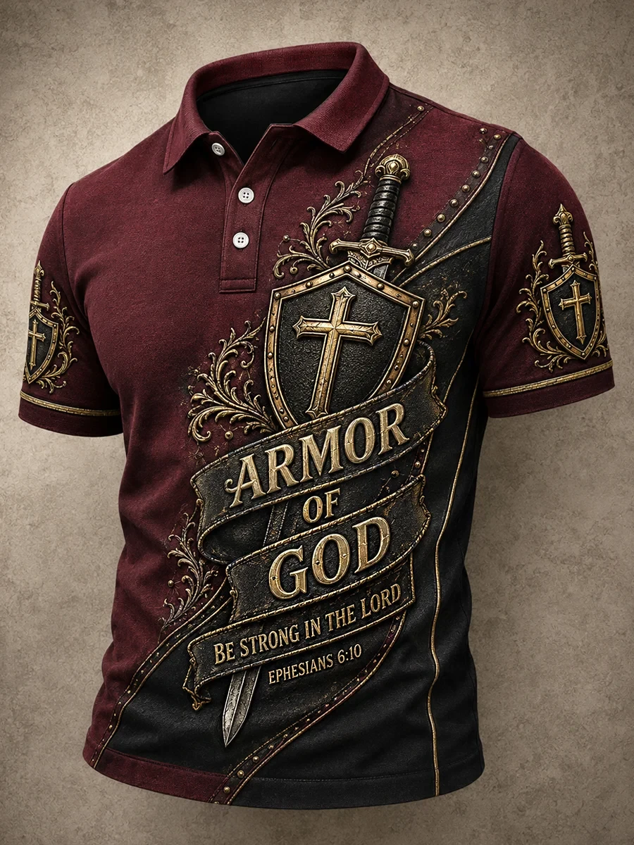 Armor Of God Knight Polo Shirt Christian Warrior Armor Shirt Presents For Brother - Kdjoy