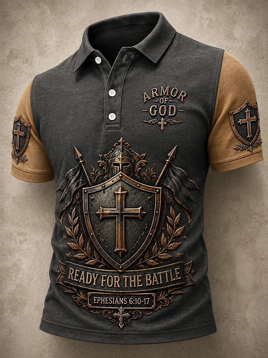 Armor Of God Polo Shirt Christian Warrior Armor Shirt Useful Gifts For Men - Kdjoy