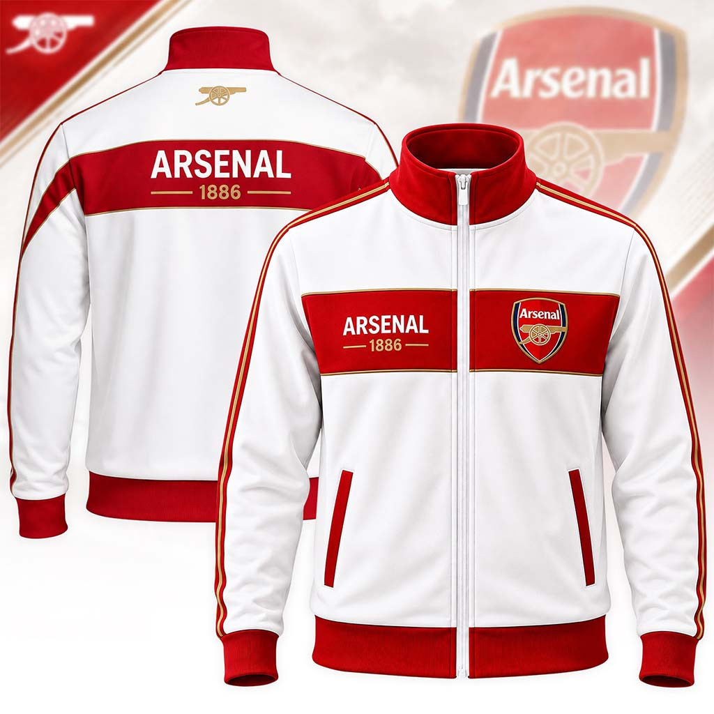 Arsenal 1886 Zipper Stand Collar Jacket Arsenal FC Merch Best Gift For Football Lovers - Kdjoy