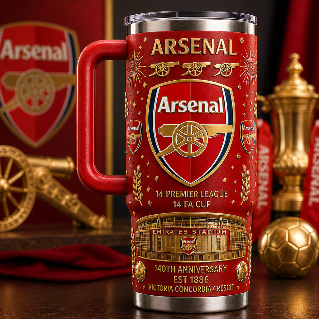 Arsenal FC 140th Anniversary Est 1886 Tumbler Arsenal FC Merch Gift For Brother - Kdjoy