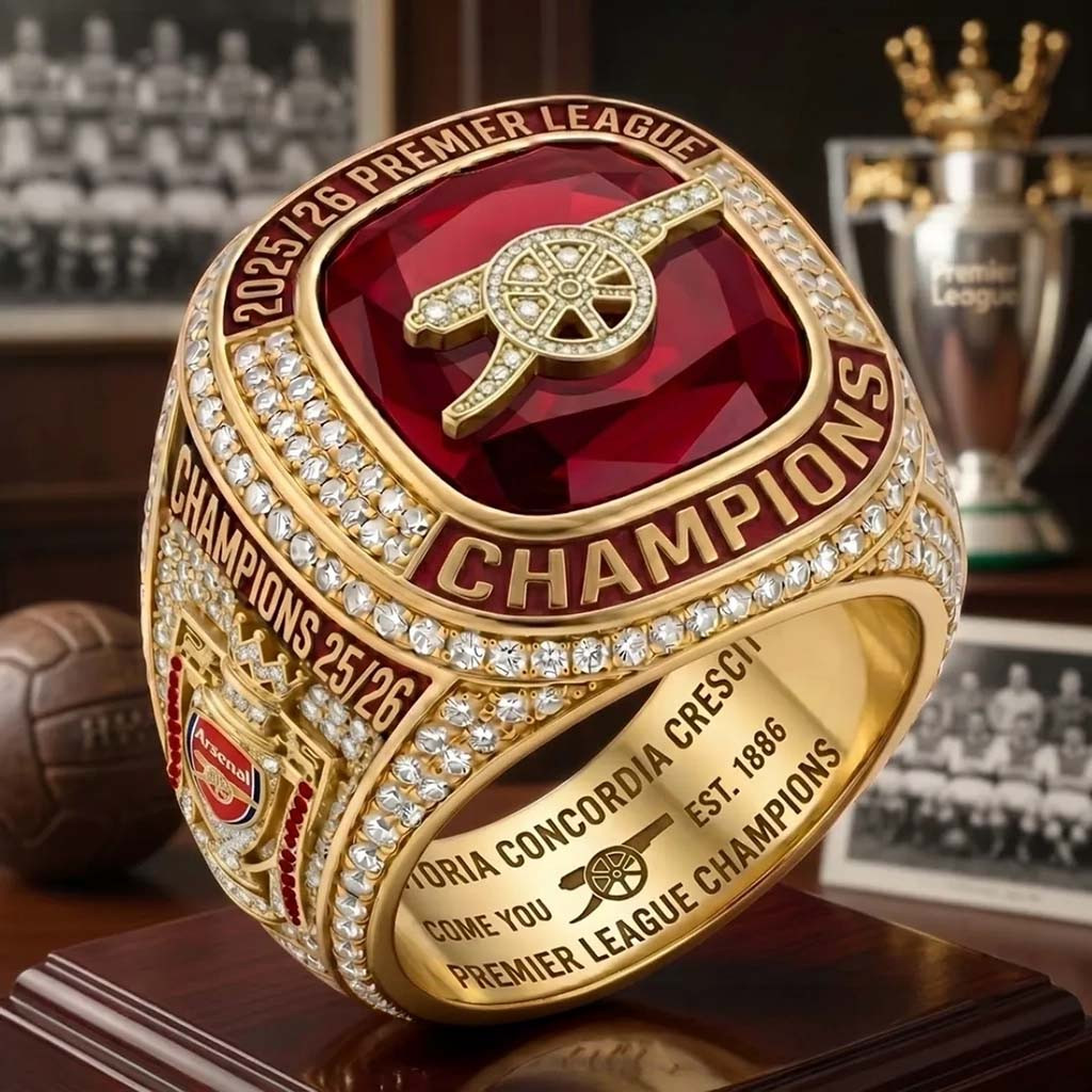 Arsenal FC 2025 26 Premier League Champions Ring Arsenal FC Merch Gift For Fans - Kdjoy Arsenal FC 2025 26 Premier League Champions Ring Arsenal FC Merch Gift For Fans - Kdjoy