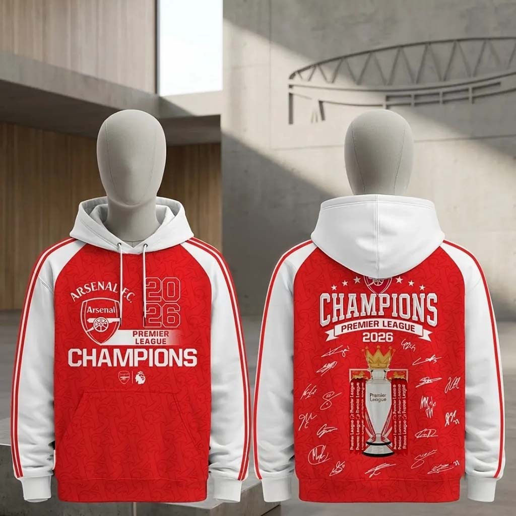 Arsenal FC Premier League 2026 Champions Hoodie Signature Arsenal FC Merch Football Fan Gifts - Kdjoy