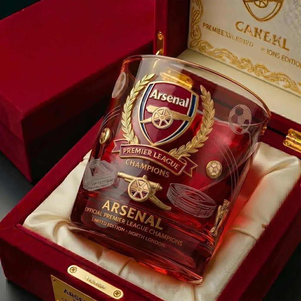 Arsenal FC Premier League Champions 2026 Whiskey Glass Arsenal FC Champions Merch Fan Gifts
