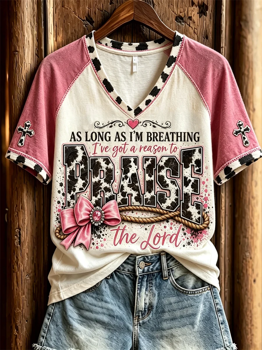 As Long As I'm Breathing I've Got A Reason To Praise The Lord Western V-Neck Shirt Christ Gifts - Kdjoy As Long As I'm Breathing I've Got A Reason To Praise The Lord Western V-Neck Shirt Christ Gifts - Kdjoy