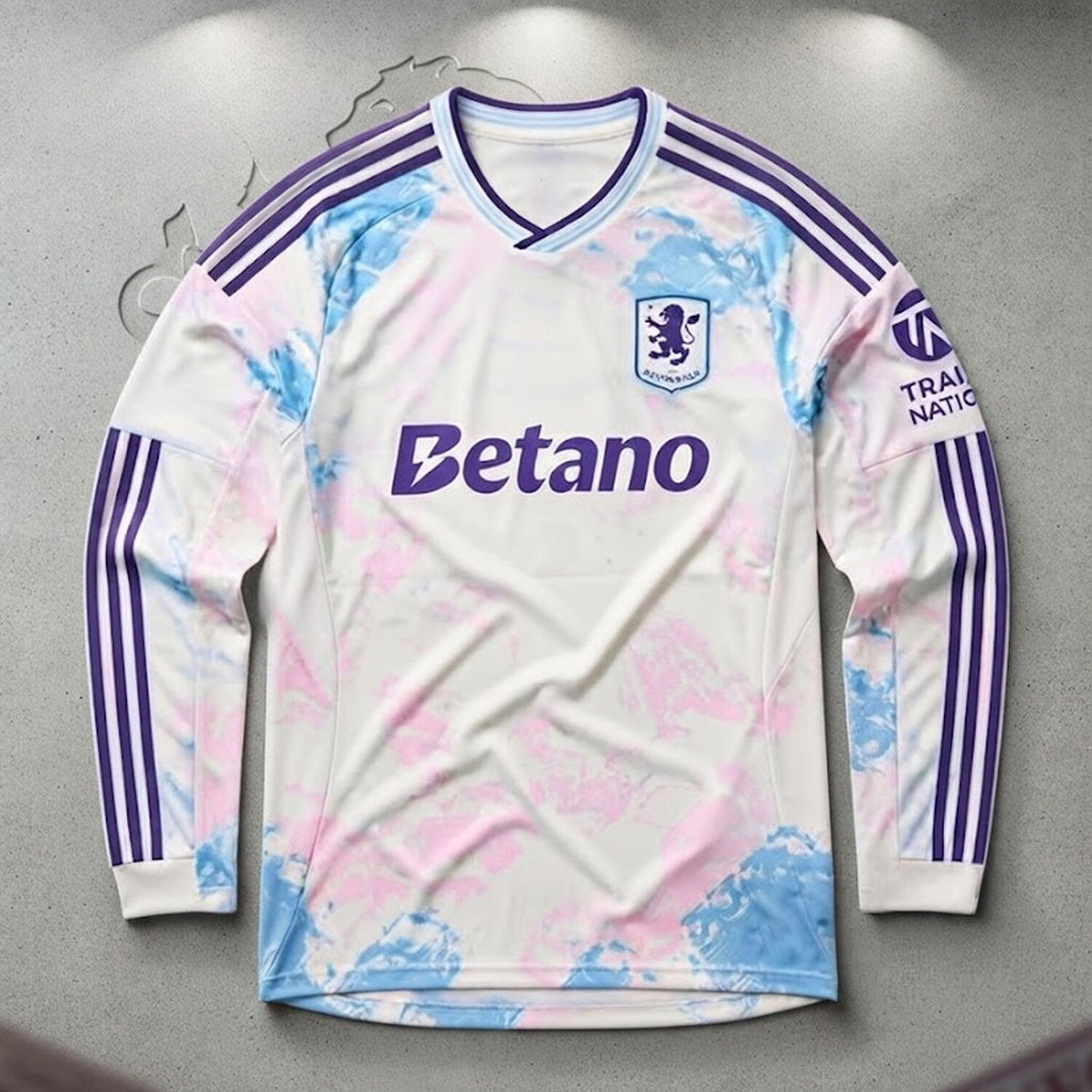 Aston Villa Third Kit Long Sleeve Jersey Aston Villa FC Merch Present For Football Lover