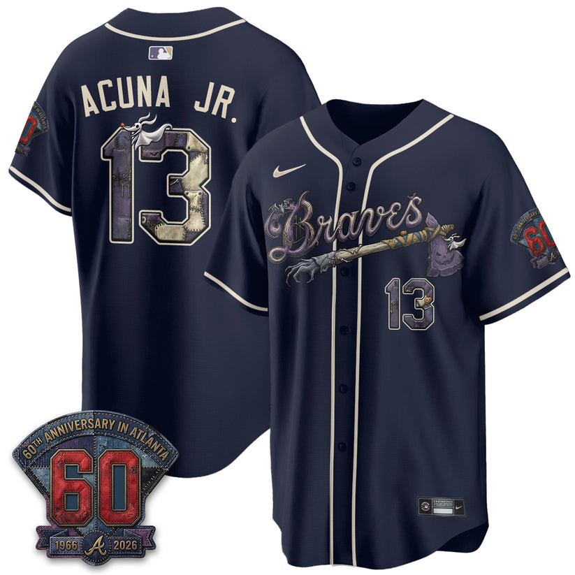 Atlanta Braves Merch X Nightmare Halloween Acuna Jr Baseball Jersey Gifts For Halloween - Kdjoy Atlanta Braves Merch X Nightmare Halloween Acuna Jr Baseball Jersey Gifts For Halloween - Kdjoy