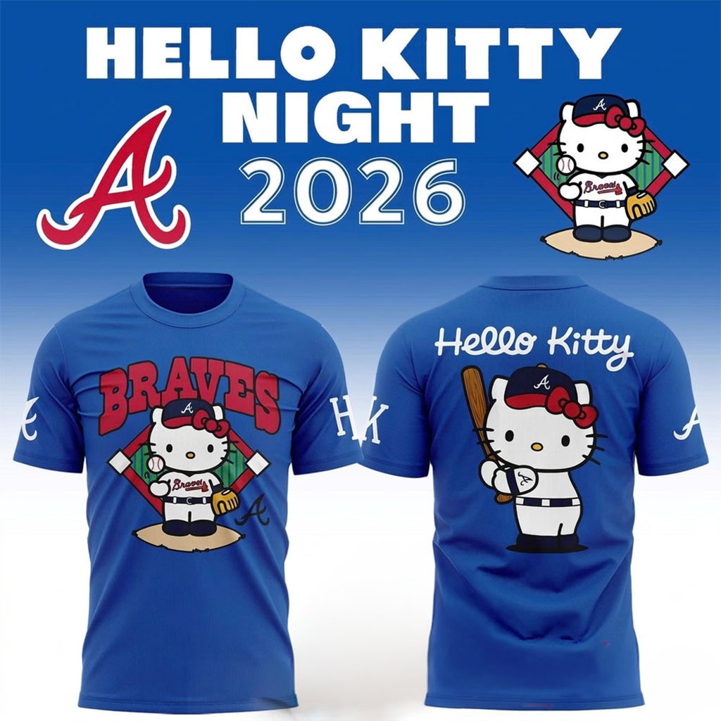 Atlanta Braves X Hello Kitty Night T-Shirt 2026 Atlanta Braves Merch Gift For Baseball Lovers - Kdjoy