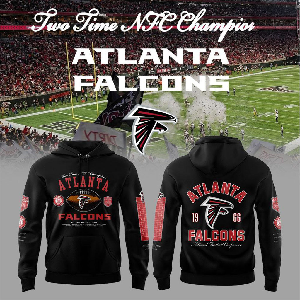 Atlanta Falcons Two Time NFC Champions Hoodie 2026 Atlanta Falcons Merch Football Fan Gifts - Kdjoy