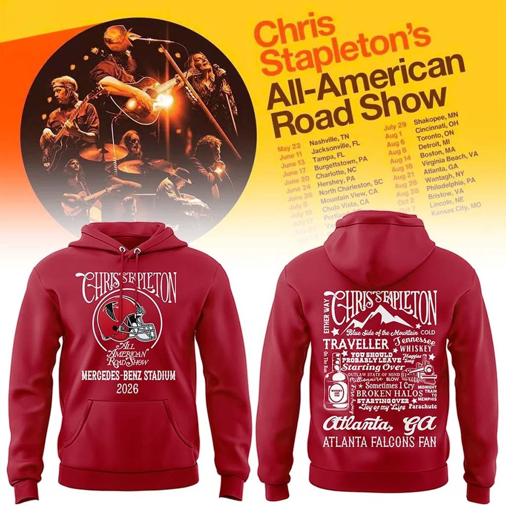 Atlanta Falcons X Chris Stapleton All American Road Show Hoodie Atlanta Falcons Merch Fan Gear - Kdjoy