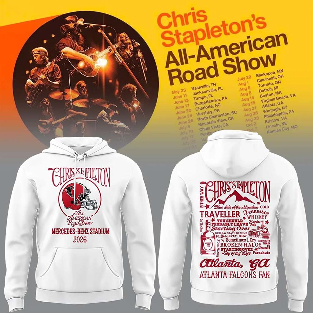 Atlanta Falcons X Chris Stapleton All American Road Show Hoodie Atlanta Falcons Merch White - Kdjoy