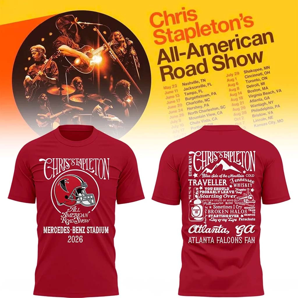 Atlanta Falcons X Chris Stapleton All American Road Show Shirt Atlanta Falcons Merch Red - Kdjoy