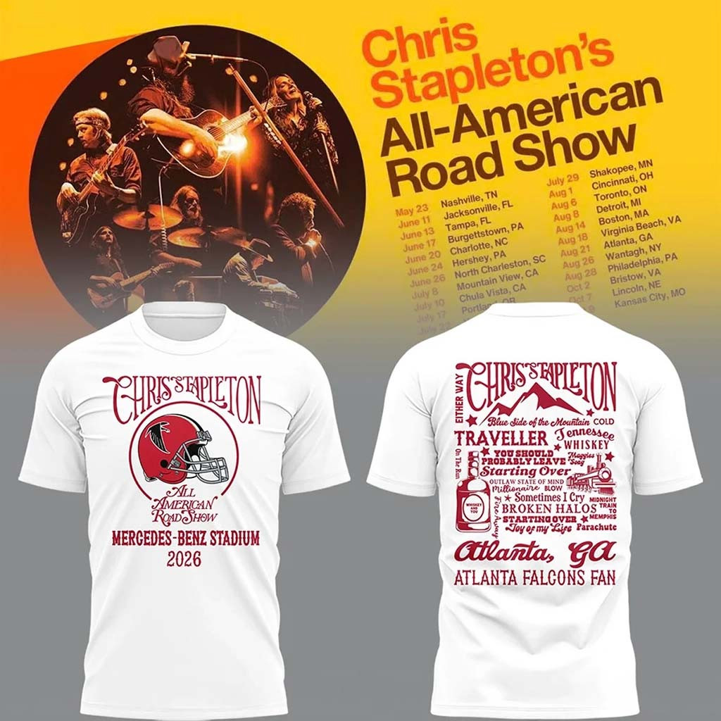 Atlanta Falcons X Chris Stapleton All American Road Show Shirt Atlanta Falcons Merch White - Kdjoy