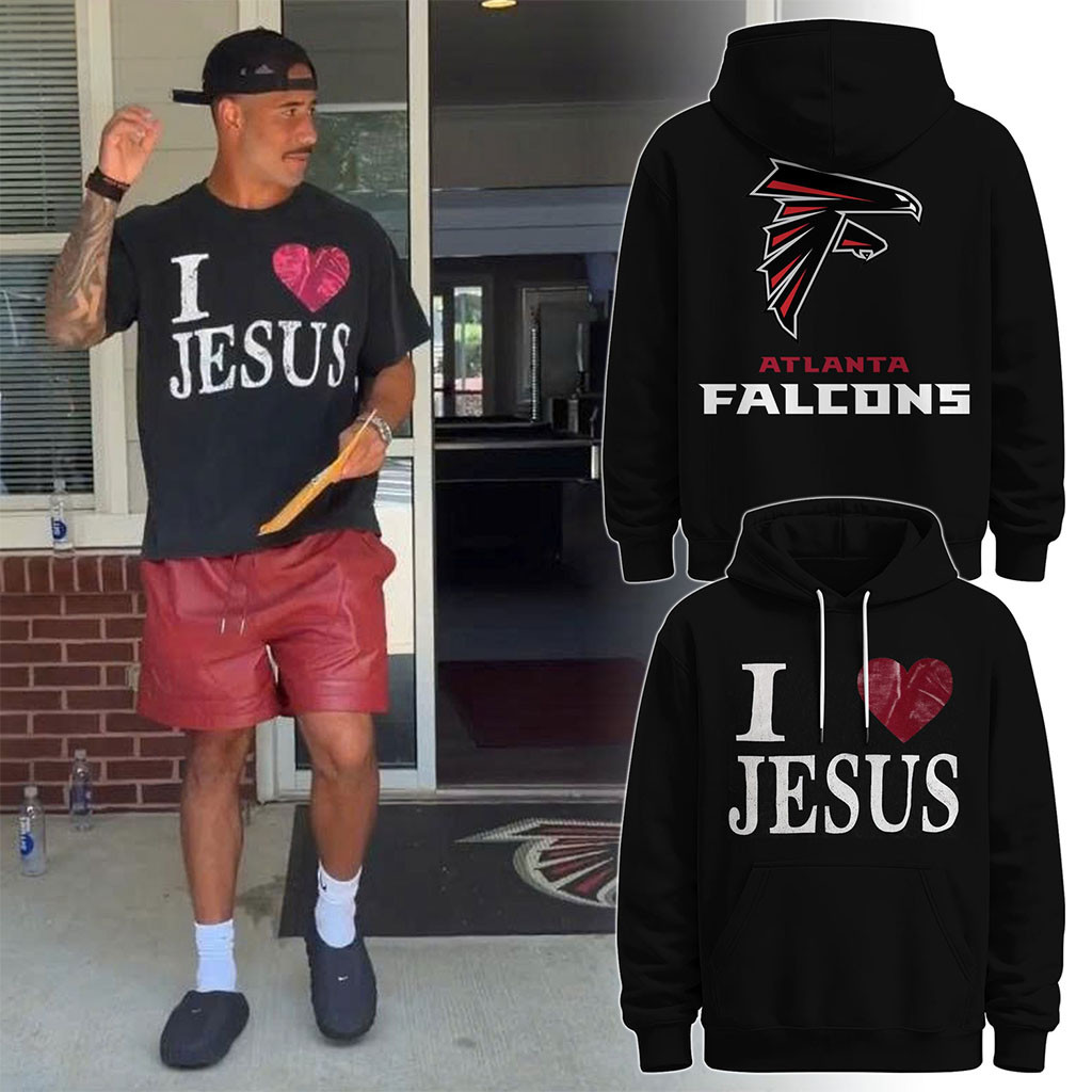 Atlanta Falcons x I Love Jesus Hoodie 2026 Christian Apparel Atlanta Falcons Merch Fan Gear - Kdjoy