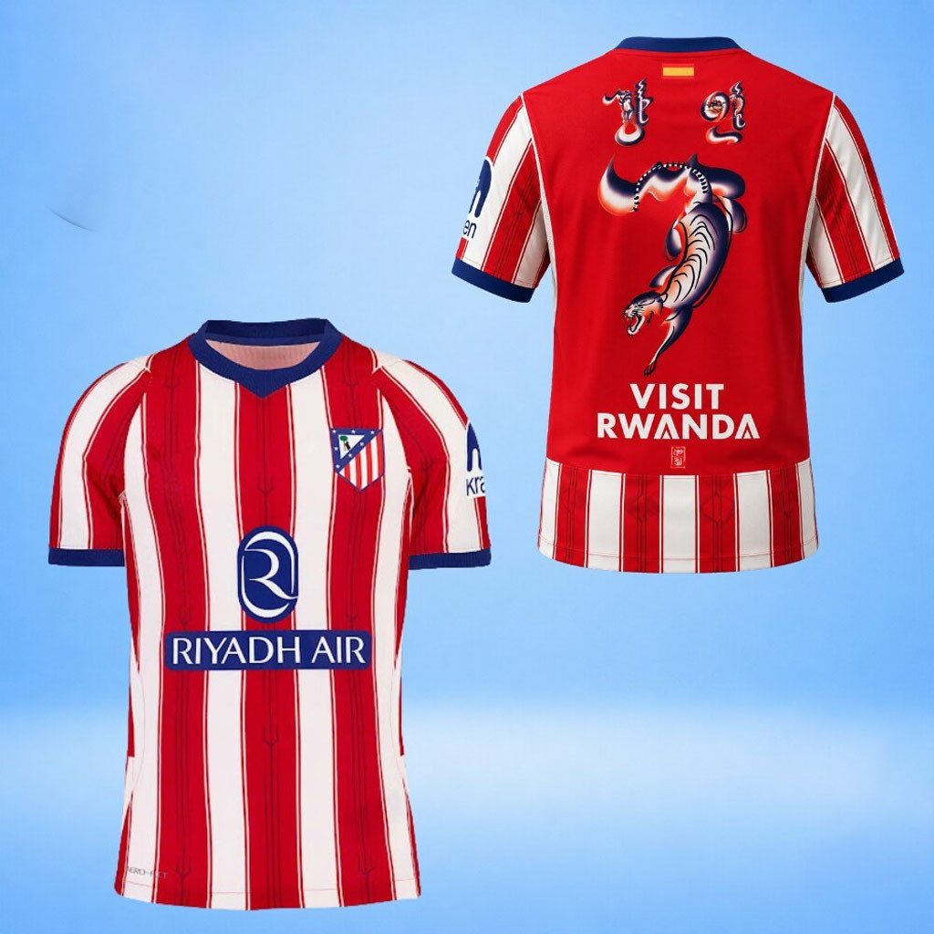 Atletico Madrid X South Korean Over The Pitch Third Jersey 2026 Tiger Red Shirt Gift For Fans - Kdjoy