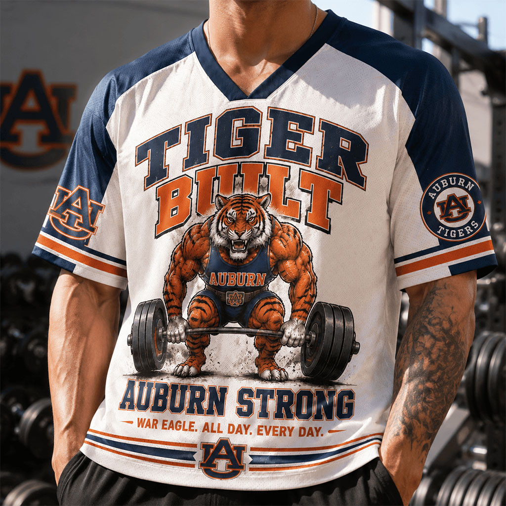 Auburn Tigers Merch 2026 Tiger Built V-Neck Jersey Auburn Strong Shirt Present For Brothers - Kdjoy