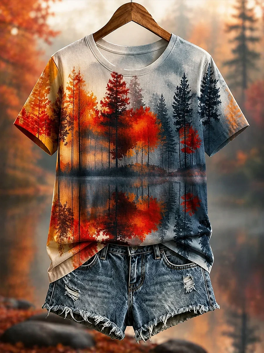 Autumn Forest Lake Shirt Fall Trees Scenic Nature Reflection Tee Gift For Nature Lovers - Kdjoy Autumn Forest Lake Shirt Fall Trees Scenic Nature Reflection Tee Gift For Nature Lovers - Kdjoy